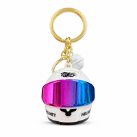 Porte-clés casque de moto lumineux pour clés de vélo, mini-casque LED avec visière relevable, cadeau pour motards