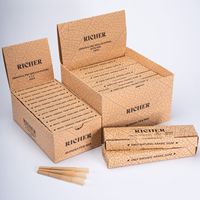 Cônes pré-roulés en papier brun non blanchi avec logo personnalisé, gomme arabique naturelle, emballage personnalisé OEM, 1000 pièces/boîte
