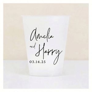 Vasos de Plástico Personalizados para Estadios, Ecológicos, Reutilizables, Decoración para Fiestas, Vasos de Plástico Personalizados para Bodas con Monogramas - Product Image 1