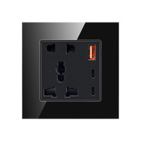 Enchufe de Pared con 2 Puertos USB Tipo-C de 18W 13A, Uso Industrial Universal, Material de Cobre, Toma de Corriente de 5 Pines