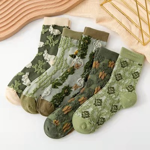 La Mujer Linda De Lolita Del Resorte Del Bordado Del Oem Pega Calcetines Del Equipo De La Flor Del Cordon - Product Image 3