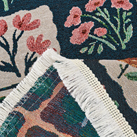Nappe en jacquard polyester-coton à imprimé floral, rectangulaire, avec bordure à franges tissées, durable, pour la décoration de la salle à manger à la maison