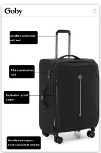 Ensemble de Bagages de Voyage Goby London avec Roues Pivotantes 20/24/28 Pouces, Tissu, Luxueux et Élégant, <span class=keywords><strong>Valise</strong></span> Trolley Cabine, Nouveau <span class=keywords><strong>Design</strong></span> - Product Image 3