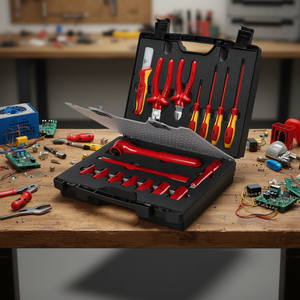 Juego de herramientas compacto de 17 piezas en maleta con destornilladores, alicates y puntas para reparaciones eléctricas - Product Image 3