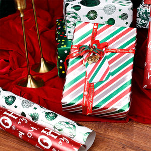 Wholesale 80gsm Metallic <b>Christmas</b> <b>Wrapping</b> <b>Paper</b> Roll 43*300cm Custom <b>Luxury</b> Gift Packaging - Product Image 4