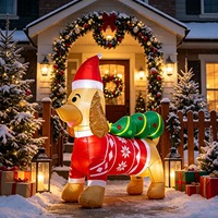 Décoration de Noël gonflable de 2,1 m pour extérieur, chien saucisse portant un sapin de Noël, avec lumières LED pour affichage en jardin