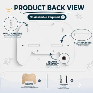 Estantes Flotantes con Forma de Control de Videojuegos (Paquete de 2), Ganchos Duraderos <span class=keywords><strong>para</strong></span> Montaje en Pared, Organizador de Accesorios <span class=keywords><strong>para</strong></span> Decoración de Sala de Videojuegos - Product Image 4