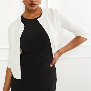 Women's Custom <strong>Summer</strong> <strong>White</strong> Crew Neck Half Sleeves <strong>Cardigan</strong> Manufacturers' Casual Style Logo on Front Outer Layer Sweater - Product Image 1