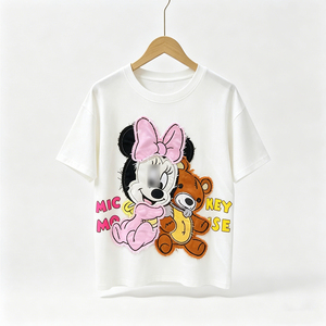 ZiTong Fashion Cute <strong>Minnie</strong> <strong>Mouse</strong> with Teddy Bear Graphic <strong>T</strong>-<strong>shirt</strong> Women Casual Loose Short Sleeve Top - Product Image 3