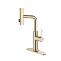 Robinet de cuisine monocommande extractible avec finition or brossé et douchette, robinet de cuisine moderne en laiton