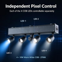 Lampu Sorot LED Zoom Bertenaga Baterai COB 4x10W Magnetik Multifungsi untuk DJ Bar Hotel Taman Stadion Acara Pernikahan