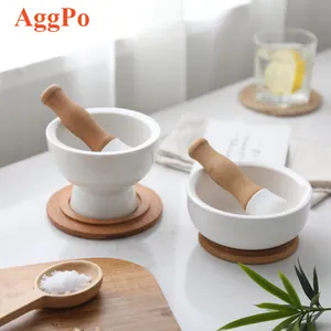 Ceramic Mortar and Pestle Set, Manual Grinding Bowl, Unglazed Processed Bowl and Pestle for Enhanced Performance