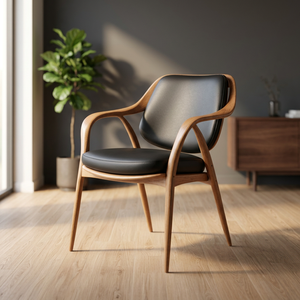 Fauteuil convertible en teck de style moderne du milieu du siècle, siège rembourré, structure courbée, écologique, pour salon, hôtel, villa - Product Image 2