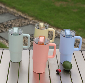 2026 Luxury 20oz Tumbler with Handle Wholesale Custom Logo Stainless Steel Vacuum Insulated Travel Mug Car <b>Coffee</b> Cup with Straw - Product Image 4