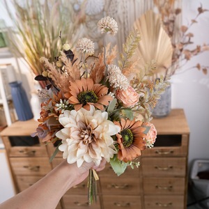 Bouquet de fleurs artificielles en tissu tissé plastique Frosted Dust CF01492 pour décoration intérieure et accessoires de mariage - Product Image 2