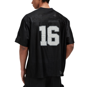 เสื้อเจอร์ซีย์ฟุตบอลทรงบ็อกซี่ ไซส์พลัส สำหรับทุกเพศ  ผ้าตาข่ายพรีเมียม พิมพ์ลายสกรีนที่คอเสื้อ  แฟชั่นสตรีทแวร์แบบสั่งทำได้ - Product Image 1