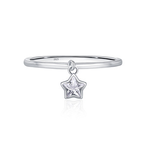 Anillo de Plata de Ley S925 con Estrella y Cristal de Estrás, Estilo Minimalista para Uso Diario, Joyería Fina Unisex - Product Image 1