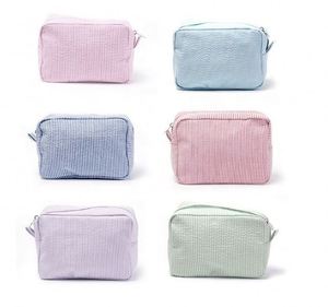 Nouvelle Trousse de Maquillage Populaire BSCI – Sac de Voyage Portable pour Articles de Toilette et Cosmétiques en Seersucker - Product Image 6