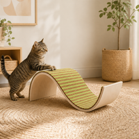 Grattoir pour chat en liège naturel et feutre en forme de S, planche à gratter incurvée rayée pour le repos des chats d'intérieur