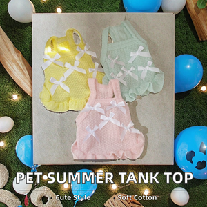 Summer Fashion Cute Cotton Dress for <b>Dogs</b> Printed Pattern Pet <b>Coat</b> with Bow Halter Warm Weather <b>Dog</b> Dress - Product Image 2