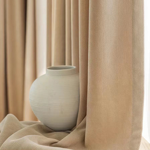 Proveedor de fábrica Color crema Jacquard Chenille Herringbone cortinas modernas gruesas cortinas opacas completas para sala de estar dormitorio - Product Image 5