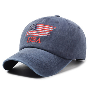 Gorra de Béisbol de 6 Paneles con Bandera de EE. UU. Bordada, 100% Algodón, Unisex, Ajustable, Cierre a Presión, para Uso Casual al Aire Libre en las Cuatro Estaciones - Product Image 1