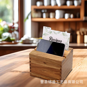 Wooden Square Recipe Storage Box With Compartments For Kitchen Organization - Product Image 5