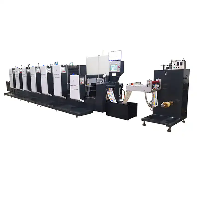 High Quality Full Rotary Offset Label Printing Machine Six Color 175-350mm Width Trademark Clothing Factory Label Printer
