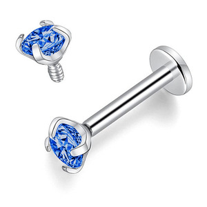 Labret en titane F136 plaqué PVD avec filetage interne et zircon coloré |   Bijoux de piercing corporel pour femmes |   Hypoallergénique - Product Image 6