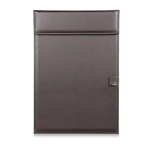 Custom a4 pu leather office clipboard magnetic hotel restaurant checkbook holder meeting memo writing desk pad clip file folder