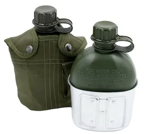 Abd BPA ücretsiz egzersiz ve fitness yeşil siyah Camo 1L açık havada kantin su şişesi ile alüminyum bardak