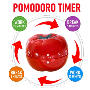 Minuteur de cuisine électronique et mécanique en forme de tomate, avec fonction de rappel, compte à rebours Pomodoro et alarme, outil de cuisson, minuteur de jeu, en plastique - Product Image 5