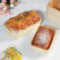 Biodégradable Rectangle Pain Pain Baguette Pan Papier Gâteau Boîtes Bois Moule De Cuisson Jetable Emballage Alimentaire Plateau De Cuisson