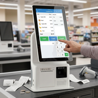 Kiosque de paiement tactile pour épicerie, système Windows 10, écran FHD 15,8 pouces, imprimante de reçus 80 mm, kiosque de point de vente