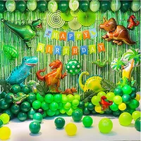RUI YI恐竜ジュラ紀テーマ風船装飾パーティー用品セット子供の誕生日のためのハッピーバナーケーキトッパーフォイル