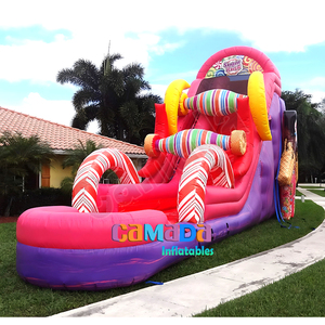 Toboggan aquatique gonflable Candy Land 17 pieds, toboggan aquatique gonflable pour la cour <span class=keywords><strong>avec</strong></span> <span class=keywords><strong>piscine</strong></span> à jets d'eau - Product Image 3