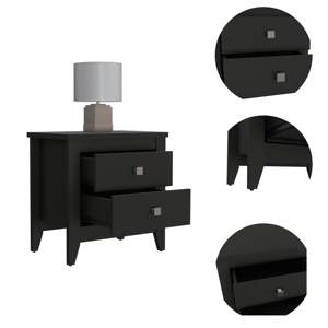 Comodino Moderno a Quattro Gambe Breeze con Due Cassetti per Camera da Letto - Product Image 4
