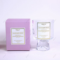 Nouveau style très demandé : Récipients à bougies en verre vides 8oz, porte-bougie de luxe à base haute, pots à bougies avec couvercle et boîte, écologiques