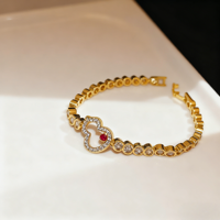 Bracelet fantaisie en or, cuivre et zircon pour femme, motif gourde, chaîne et maillons, bijoux de mode pour dames