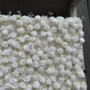 Nuevo Tipo de Pared de Flores Artificiales para Bodas, 8 pies x 8 pies, con Hortensias y Rosas Blancas, Fondo Decorativo Personalizable - Product Image 2