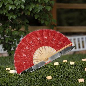 Abanico Plegable de Bambú Hecho a Mano de 27 cm con Bordado Español de Encaje Multicolor, Recuerdo Portátil para Novia de Boda - Product Image 3