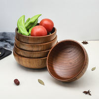 Japanse stijl zure jujube houten saladekom grote noedelsoepkom fruitbord ronde keuken dinerkom