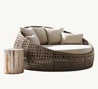 ST. MARTIN-Chaise longue de jardin tissée à la main par tous les temps, lit de jour en rotin durable pour hôtel, mobilier d'extérieur moderne et luxueux