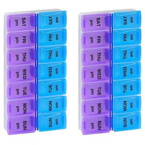 Boîte à pilules hebdomadaire haut de gamme à 14 compartiments, double compartiment quotidien pour le matin et le soir, avec couvercles faciles à ouvrir - Product Image 4
