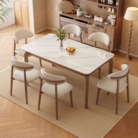 Ensemble table et chaises de salle à manger rectangulaire en marbre et bois massif, style nordique, luxe moderne, 4 à 6 places, mobilier complet, designs domestiques, dernières nouveautés