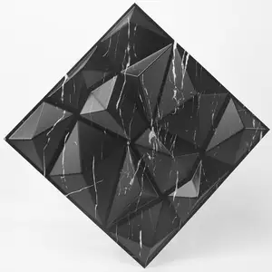 Étanche Pvc 1mm Stratification Noir 3D Panneau Mural Diamant Pour Salon Hall Chambre Hôtel Bureau Décor