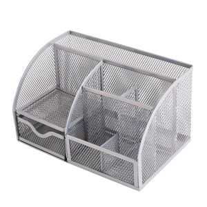Organizador de Escritorio de Malla Multifuncional con 6 Compartimentos y 1 Cajón, Soporte para Suministros de Oficina - Product Image 1