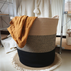 Custom Logo Dirty Clothes Household Hand Woven Large Tall <strong>Jute</strong> Rope Laundry Hamper Storage <strong>Baskets</strong> for Living Room Toys - Product Image 5