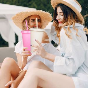 Gobelet isotherme personnalisé 24 oz pour café, tasse de voyage, tasse à boissons froides avec couvercle et paille, gobelets en plastique personnalisés pour fêtes d'anniversaire - Product Image 4