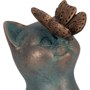 Statuetta di gatto con farfalla sul naso, ornamento da giardino in resina per veranda, patio, decorazione da giardino. - Product Image 5